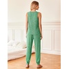 image:imageEkouaer Womens Pajamas Sleeveless Summer Lounge Set Ribbed Knit Pj Loungewear Soft Tank Sleepwear Nightwear SXXLGreen