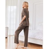 image:imageEkouaer Womens Ribbed Knit Lounge Set Short Sleeve Top and Long Pants Sleepwear Pajama Set Two Piece Matching Outfits SetBrown