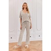 image:imageEkouaer Womens Ribbed Knit Lounge Set Short Sleeve Top and Long Pants Sleepwear Pajama Set Two Piece Matching Outfits SetChampagne