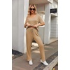 image:imageEkouaer Womens Ribbed Knit Lounge Set Short Sleeve Top and Long Pants Sleepwear Pajama Set Two Piece Matching Outfits SetCoffee