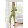 image:imageEkouaer Womens Ribbed Knit Lounge Set Short Sleeve Top and Long Pants Sleepwear Pajama Set Two Piece Matching Outfits SetMoss Green