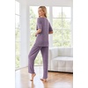 image:imageEkouaer Womens Ribbed Knit Lounge Set Short Sleeve Top and Long Pants Sleepwear Pajama Set Two Piece Matching Outfits SetPurple