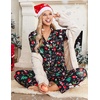 image:imageEkouaer Womens Satin Pajama Set Classic Pattern Silky Pj Sets Button Down Sleepwear LoungewearBlack Christmas 03