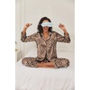 image:imageEkouaer Womens Satin Pajama Set Classic Pattern Silky Pj Sets Button Down Sleepwear LoungewearBrown Leopard 03