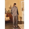 image:imageEkouaer Womens Satin Pajama Set Classic Pattern Silky Pj Sets Button Down Sleepwear LoungewearBrown Leopard 03