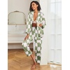image:imageEkouaer Womens Satin Pajama Set Classic Pattern Silky Pj Sets Button Down Sleepwear LoungewearGeometry 03