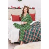 image:imageEkouaer Womens Satin Pajama Set Classic Pattern Silky Pj Sets Button Down Sleepwear LoungewearGreen Christmas Teddy 02