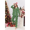 image:imageEkouaer Womens Satin Pajama Set Classic Pattern Silky Pj Sets Button Down Sleepwear LoungewearGreen Christmas Teddy 02