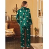 image:imageEkouaer Womens Satin Pajama Set Classic Pattern Silky Pj Sets Button Down Sleepwear LoungewearGreen Teddy 03