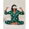 image:imageEkouaer Womens Satin Pajama Set Classic Pattern Silky Pj Sets Button Down Sleepwear LoungewearGreen Teddy 03