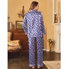 image:imageEkouaer Womens Satin Pajama Set Classic Pattern Silky Pj Sets Button Down Sleepwear LoungewearOil Painting 03