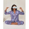 image:imageEkouaer Womens Satin Pajama Set Classic Pattern Silky Pj Sets Button Down Sleepwear LoungewearOil Painting 03