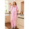 image:imageEkouaer Womens Satin Pajama Set Classic Pattern Silky Pj Sets Button Down Sleepwear LoungewearPink Dots 03