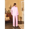 image:imageEkouaer Womens Satin Pajama Set Classic Pattern Silky Pj Sets Button Down Sleepwear LoungewearPink Stripes 03