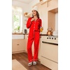 image:imageEkouaer Womens Satin Pajama Set Classic Pattern Silky Pj Sets Button Down Sleepwear LoungewearRed Heart 03