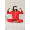 image:imageEkouaer Womens Satin Pajama Set Classic Pattern Silky Pj Sets Button Down Sleepwear LoungewearRed Heart 03