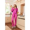 image:imageEkouaer Womens Satin Pajama Set Classic Pattern Silky Pj Sets Button Down Sleepwear LoungewearRose Leopard 03
