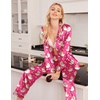 image:imageEkouaer Womens Satin Pajama Set Classic Pattern Silky Pj Sets Button Down Sleepwear LoungewearRose Teddy Moon