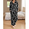 image:imageEkouaer Womens Satin Silky Pajama Set 2 Piece Print PJs Soft Loungewear Button Down Sleepwear with Elastic Waist Long PantsBblack Leopard
