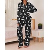image:imageEkouaer Womens Satin Silky Pajama Set 2 Piece Print PJs Soft Loungewear Button Down Sleepwear with Elastic Waist Long PantsBblack Leopard