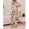 image:imageEkouaer Womens Satin Silky Pajama Set 2 Piece Print PJs Soft Loungewear Button Down Sleepwear with Elastic Waist Long PantsBblack Panther Seed