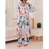 image:imageEkouaer Womens Satin Silky Pajama Set 2 Piece Print PJs Soft Loungewear Button Down Sleepwear with Elastic Waist Long PantsBblue Cat