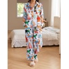 image:imageEkouaer Womens Satin Silky Pajama Set 2 Piece Print PJs Soft Loungewear Button Down Sleepwear with Elastic Waist Long PantsBblue Cat