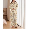 image:imageEkouaer Womens Satin Silky Pajama Set 2 Piece Print PJs Soft Loungewear Button Down Sleepwear with Elastic Waist Long PantsBchampagne Horse