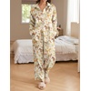 image:imageEkouaer Womens Satin Silky Pajama Set 2 Piece Print PJs Soft Loungewear Button Down Sleepwear with Elastic Waist Long PantsBchampagne Horse