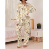 image:imageEkouaer Womens Satin Silky Pajama Set 2 Piece Print PJs Soft Loungewear Button Down Sleepwear with Elastic Waist Long PantsBchampagne Horse