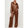image:imageEkouaer Womens Satin Silky Pajama Set 2 Piece Print PJs Soft Loungewear Button Down Sleepwear with Elastic Waist Long PantsCclay