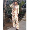 image:imageEkouaer Womens Satin Silky Pajama Set 2 Piece Print PJs Soft Loungewear Button Down Sleepwear with Elastic Waist Long PantsCcrayfish
