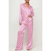 image:imageEkouaer Womens Satin Silky Pajama Set 2 Piece Print PJs Soft Loungewear Button Down Sleepwear with Elastic Waist Long PantsCnational Pattern