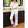 image:imageEkouaer Womens Satin Silky Pajama Set 2 Piece Print PJs Soft Loungewear Button Down Sleepwear with Elastic Waist Long PantsColorful Bow