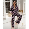 image:imageEkouaer Womens Satin Silky Pajama Set 2 Piece Print PJs Soft Loungewear Button Down Sleepwear with Elastic Waist Long PantsCpink Leopard
