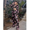 image:imageEkouaer Womens Satin Silky Pajama Set 2 Piece Print PJs Soft Loungewear Button Down Sleepwear with Elastic Waist Long PantsCpink Leopard