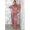 image:imageEkouaer Womens Satin Silky Pajama Set 2 Piece Print PJs Soft Loungewear Button Down Sleepwear with Elastic Waist Long PantsCpurple Octopus