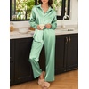 image:imageEkouaer Womens Satin Silky Pajama Set 2 Piece Print PJs Soft Loungewear Button Down Sleepwear with Elastic Waist Long PantsIce Green