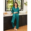 image:imageEkouaer Womens Satin Silky Pajama Set 2 Piece Print PJs Soft Loungewear Button Down Sleepwear with Elastic Waist Long PantsLake Green