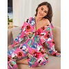 image:imageEkouaer Womens Satin Silky Pajama Set 2 Piece Print PJs Soft Loungewear Button Down Sleepwear with Elastic Waist Long PantsRed Cartoon Book Print