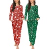image:imageEkouaer 2 Pack Pajama Sets for WomenLong Sleeve Top With Jogger Pants Lounge Set Sleepwear with PocketsChristmas Deertree