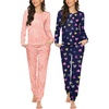 Navy Blue Love Print&pink Leopard Print