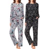 image:imageEkouaer 2 Pack Women Pajama Long Sleeve Sleepwear Soft Loungewear Pjs Sets with Pockets SXXLDogCat
