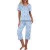 image:imageEkouaer Capri Pajama Sets for Women Short Sleeve Tops Sleepwear Sleep Sets Pjs Sets Soft Two Piece Loungewear SetsBlue Floral