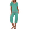 image:imageEkouaer Capri Pajama Sets for Women Short Sleeve Tops Sleepwear Sleep Sets Pjs Sets Soft Two Piece Loungewear SetsTurquoise