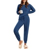 image:imageEkouaer Lounge Sets for Women 2 Piece Jogger Pajama Long Sleeve Pants Loungewear Sweatsuits Casual Matching OutfitsBlue