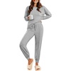 image:imageEkouaer Lounge Sets for Women 2 Piece Jogger Pajama Long Sleeve Pants Loungewear Sweatsuits Casual Matching OutfitsLight Grey