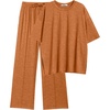 image:imageEkouaer Lounge Sets for Women Short Sleeve Pullover Tops and Long Pants Soft Pajamas Set 2 Piece Outfits SXXLCamel