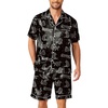 image:imageEkouaer Mens Pajamas Set Silk Satin Sleepwear Short Sleeve Button Down Pjs Set 2 Piece Loungewear with Pockets SXXLBlack Leopard