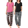 image:imageEkouaer Pajama Sets for Women 2 Pack Short Sleeve with Long Pant Pjs Sleepwear Comfy Lounge Sets with PocketsBlack PlaidRose Pliad